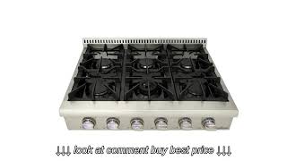 Thorkitchen Pro Style Gas Rangetop with 6 Sealed Burners 36   Inch, Stainless Steel HRT