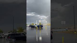 You go in the store it's sunny, you come out to this 😂 #rain #rainbow #hail #nature #shorts