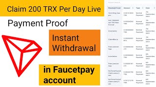 3 New TRX Site Earn 1 TRX Per Claim 100% Working Instant Withdrawal in Faucetpay account