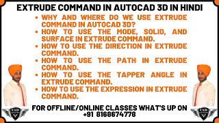 Extrude Command in Autocad 3D