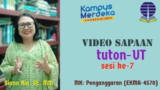 Video Sapaan ke-7 MK. Penganggaran EKMA4570, Siana Ria, SE, MM - Universitas Terbuka