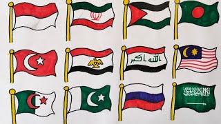 Palestine flag drawing 🇵🇸🕋 Arab countries flag drawing/Flag drawing tutorial easy