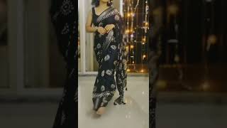 Navy blue Georgette saree with black sleeveless blouse | How to drape a saree? #sareehaul