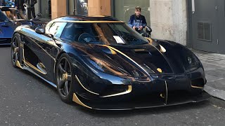 1 off Blue Carbon + 24 carat Gold-leaf Koenigsegg Agera RS Naraya. Multiple startup and acceleration