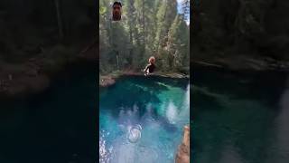 Watch the End 🔥 #travel #crazyjumps #waterfall #cliffjumping #music #insanejump #hiking #cliffjumper