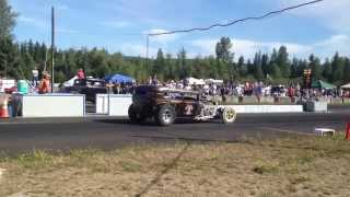 30' MODEL A COUPE VS. HURST TIRE SEDAN BILLETPROOF ERUPTION DRAGS TOUTLE, WA 2013