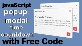 How To Create Popup Modal Or Popup Message Box with time countdown in Javascript