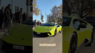 Ferrari F8 Tributo & Lamborghini Huracan Performante in Zürich ❤️💛 #shorts #automobile #rich #car