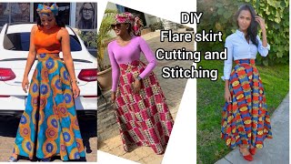 How to Cut and Sew a maxi flare skirt with waist band