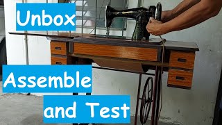 Unbox Assemble and Test Household Ordinary Sewing Machine. Makinang Di-padyak