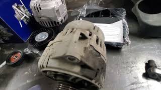 Mercedes E430 V8 Alternator, Belt Tensioner and Idler Pulley Replacement.