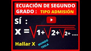 ✅✅ ECUACIÓN DE SEGUNDO GRADO EJERCICIOS RESUELTOS DIFÍCILES - ECUACIÓN CUADRÁTICA TIPO ADMISIÓN