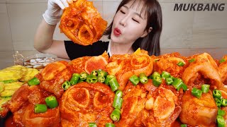 титр) Spicy braised beef feet 4Kg Hot peppers Cellophan noodles White kimchi REAL SOUND ASMR MUKBANG