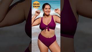 Women Bow-knot High Waist Plus Size Two Pieces Swimsuit.❕👻| #shorts #swimsuits #summer