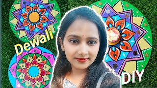 DIY diwali decoration | dewali rangoli candle holder #diy @tulikasart1299