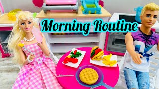 Barbie & Ken Morning Routine - Play dough Ultimate Kitchen !