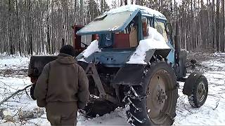 МТЗ 80 работа в деляне короткая сьёмка в час пик