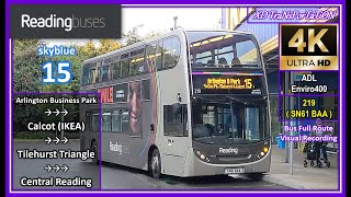 [Reading buses] skyblue 15 ~ Arlington Business Park ➝ Central Reading (via IKEA)【4K UW】