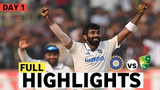 India vs Australia 1st Test Day 1 2024 Match Highlights | IND vs AUS 1st Test Day 1 Highlights 2024