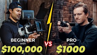 Beginner with $100,000 FILM Gear vs PRO with $1000 Camera