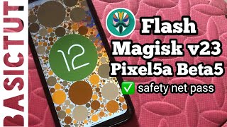 Android 12 | How to flash Magisk v23 in Pixel5a Beta5 Android 12 On Redmi note 8 | safety net pass✅