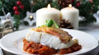 Bacalao con tomate gratinado con alioli de pimentón 🐟🎄| Recetas de Navidad