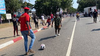 BREAKINGProtesters suddenly Turn 37 Military Hospital Highway into Football filed|| block cars