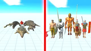 REPTILES Team vs ANCIENT HUMANS Team - Animal Revolt Battle Simulator ARBS