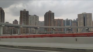 Shanghai, China - driving on the highway (Nanpuqiao, Pudong skyline, etc.)