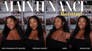 BEAUTY MAINTENANCE ROUTINE | hair treatments for growth + health,  glowing skincare routine, nails +