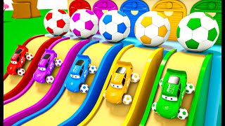 Wheels on the Bus - Lightning McQueen Has Soccer Ball Wheels +more Nursery Rhymes & Kids Songs