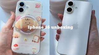 iPhone 16 white unboxing 🤍 (asmr)