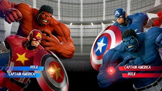 Hulk & Captain America (Red) Vs Hulk & Captain America (Blue) Fight | Marvel vs Capcom Infinite