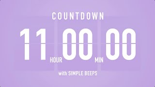 11 Hours Countdown Flip Clock Timer / Simple Beeps 🫐 🔔