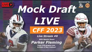 College Fantasy Football 2023 Mock Draft Live-Stream #8 w/ Parker Fleming from Stats'o'War