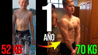 CAMBIO FÍSICO de 14 a 15 años 💪 SUBIO +18KG de MASA MUSCULAR  (IMPACTANTE) 💥