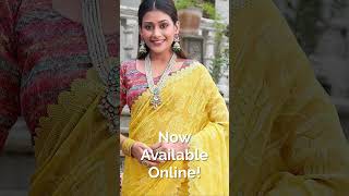 Woven Design Beads And Stones Poly Chiffon Bagru Sarees #saree #fashion #viralvideo #trending #viral