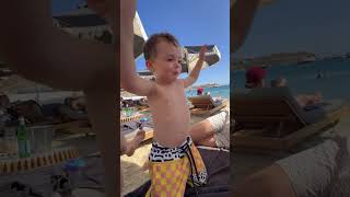 Taking our Kids to a Beach Club in Mykonos 😍 #mykonos #familyvlog #gaydads