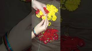 Simple and Easy way to String Chamanthi and Rose Flowers | Garland Making at Home|How to tie flowers