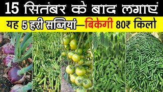 15 सितंबर के बाद लगाएं यह हरी सब्जियां🌱September me sabji ki kheti🌱September me kaun si sabji lagaen