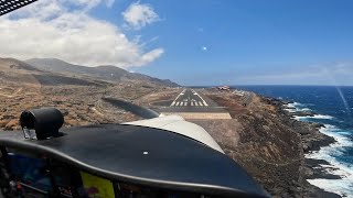 Approach and Touch and go into El Hierro airport. Cockpit view, Tecnam 2008. EC-NUV. Gopro10