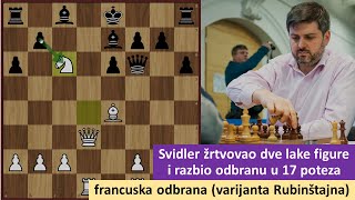 Svidler žrtvovao dve lake figure i razbio odbranu u 17 poteza - francuska odbrana