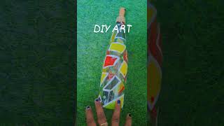 Masking Tap DiY glass bottle acrylic art🎨🖌️#diy #maskingtapepainting #wondersoutofwaste #recyclediy