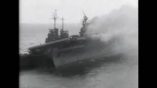 Footage from USS Pittsburgh (CA-72) of the attack on USS Franklin (CV-13) and rescue.