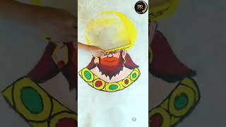 hanuman rangoli design 🧡🚩#art #youtube #rangoli #artist #shots #rangolidesigns #rangoil #hanuman 💪🧡🚩