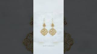 Exquisite Filigree Art Flower Design Gold Plated Sterling Silver Women Dangle Drop Earrings