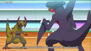 Cynthia elige a Garchomp contra Haxorus