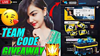 FREE FIRE LIVE CUSTOM ROOM GIVEAWAY | FF LIVE TEAM CODE GIVEAWAY | FF LIVE GIVEAWAY DJ ALOK |FF LIVE