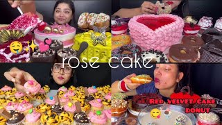 ASMR🍨STRAWBERRY CAKE, CHOCOLATE DONUT, PASTRIES, RASMALAI CAKE ,CUP CAKE#asmrvideos#food#mukbang