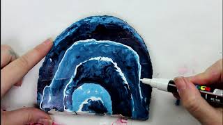 Fluid Acrylic Painting - Acrylic Ink Geode On Wood, NO RESIN!